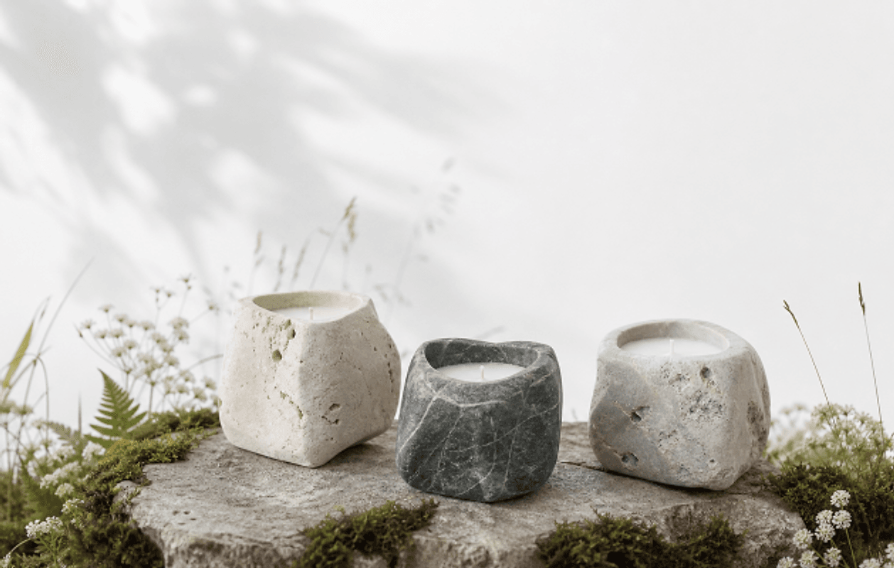 Three hand-finished stone vessels