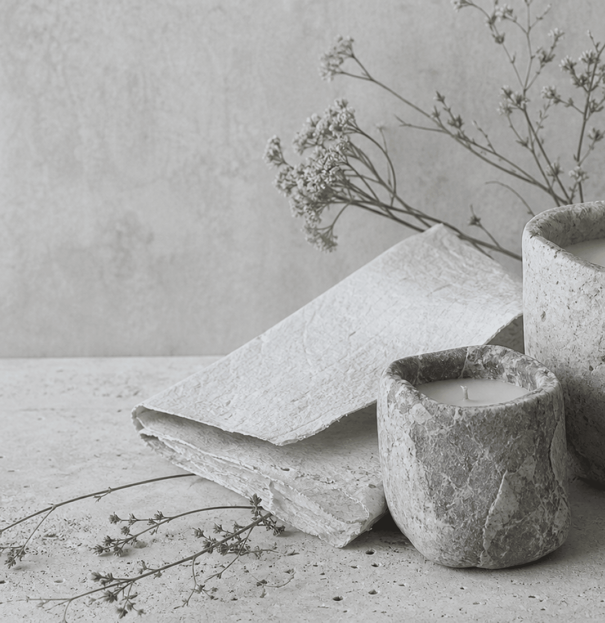 Stone candles wrapped as quiet gifts